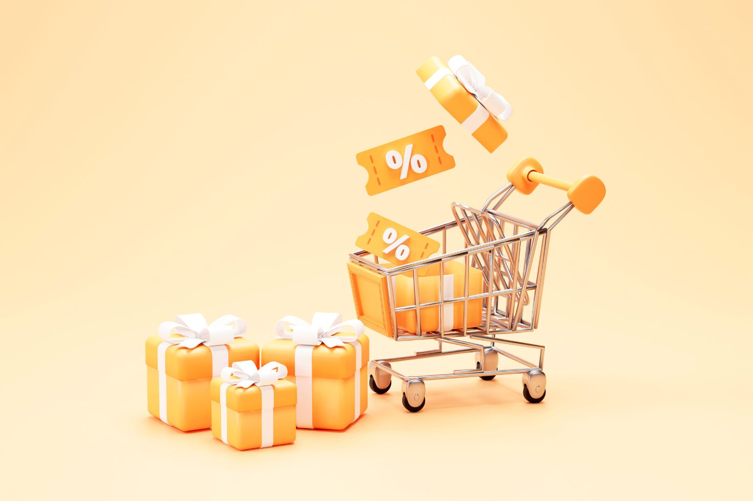 in-store and offline retail media - yellow shopping cart